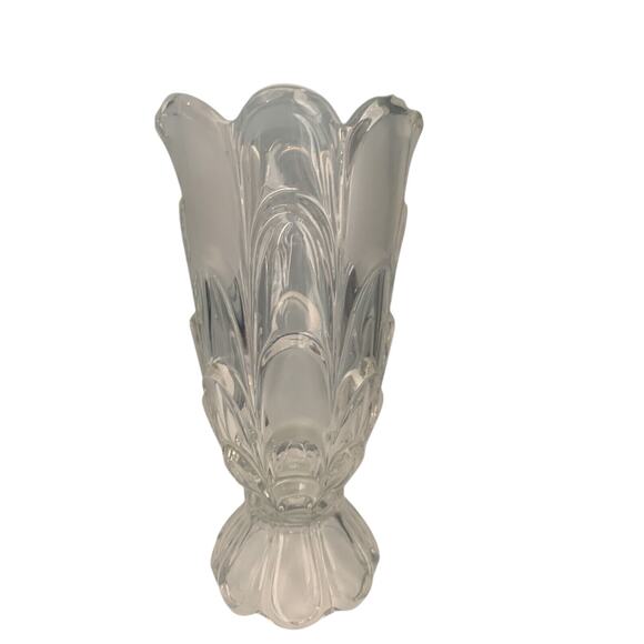 Toscana Bohemia Crystal Vase Layered Flower Petal Design Frosted Accents - Picture 4 of 12